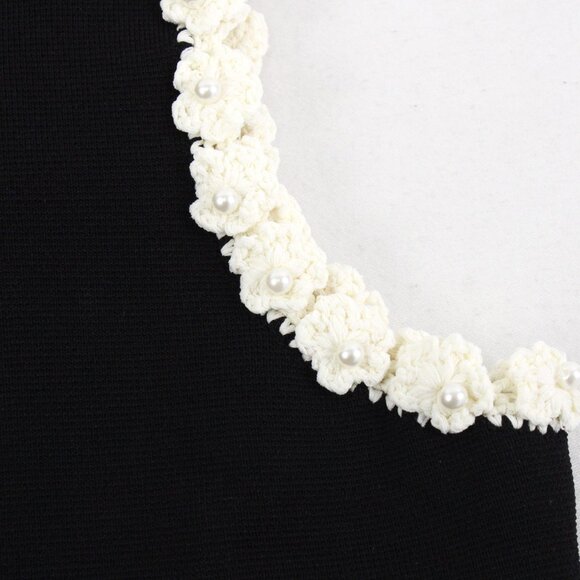 NWT Sandro Fleuri Sleeveless Cardigan with Floral Trim & Faux Pearls Size 2 - Picture 3 of 9